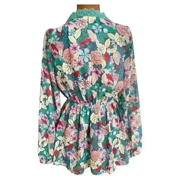 Matilda Jane Sz XS Kookaburra Floral Blouse Green Feminine Pretty Cottagecore - Picture 4 of 16